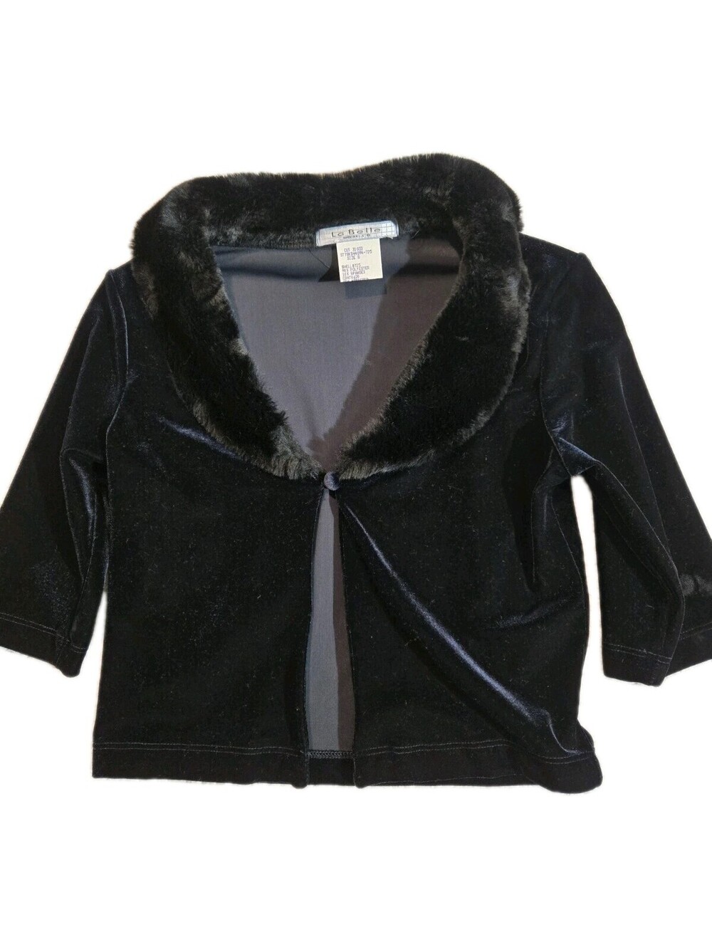 LaBelle Cardigan/shrug Black W/faux Fur Trim NWT 3/4 Sleeve Steampunk Money